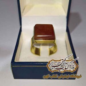 خرید انگشتر موکل دار عقیق قهوه ای خواص دوری اجنه و شیاطین